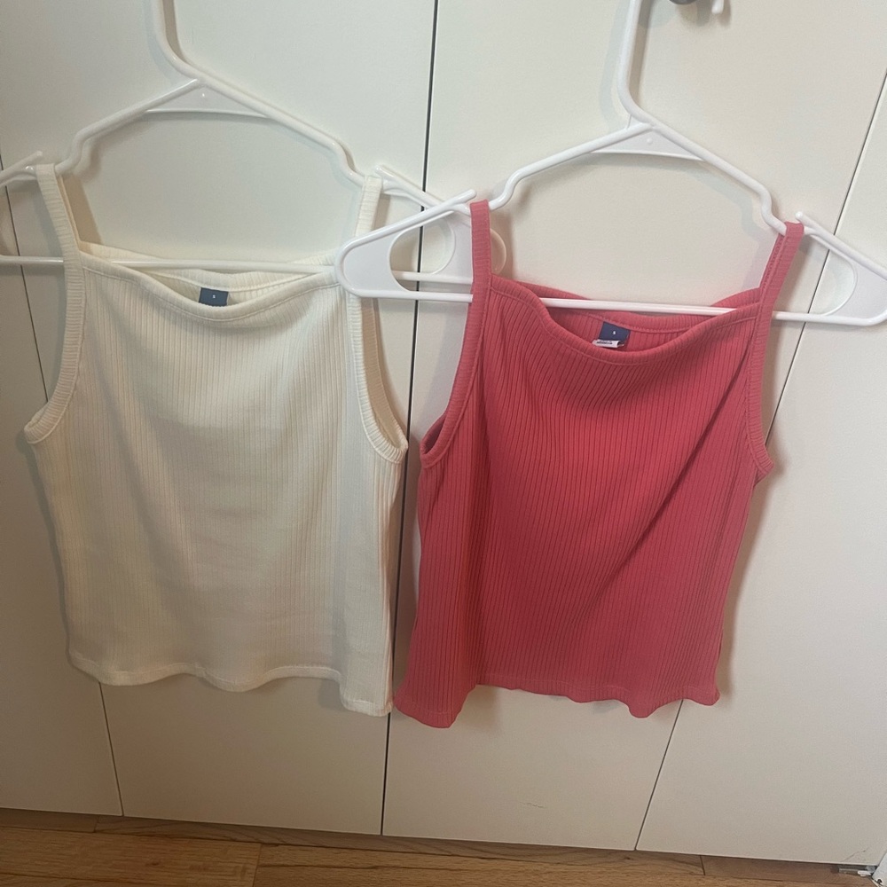 Old Navy Women's Ribbed Camisoles - Cream and Pink